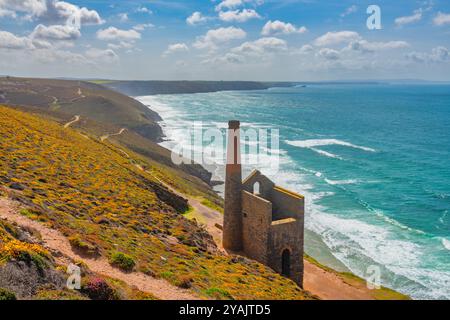 Le Towanroath historique Maison moteur à papule Coates une ancienne mine d'étain près de St Agnes Cornwall England UK Europe Banque D'Images