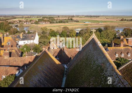 Vue sur la ville de Rye depuis le sommet de l'église de la tour St Mary, Rye, East Sussex, Angleterre, Royaume-Uni, Europe Banque D'Images