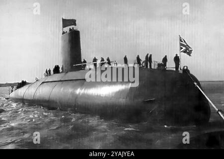 HMS Dreadnought. Photographie du premier sous-marin nucléaire britannique, le HMS Dreadnought, 1960 Banque D'Images