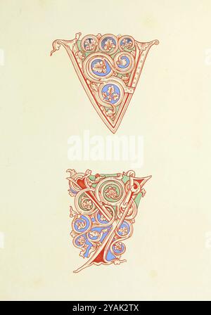 Manuscrit avec l'alphabet des lettres majuscules d'une passionale, ou collection de vies de Saints. xiie siècle. Londres. 1833 Banque D'Images