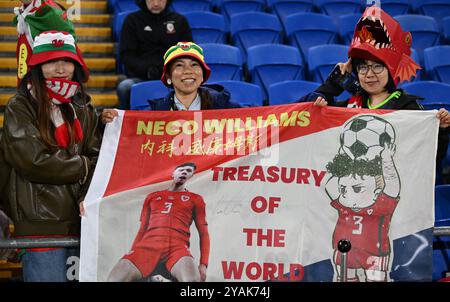 Cardiff City Stadium, Cardiff, Royaume-Uni. 14 octobre 2024. UEFA Nations League Group B Football, pays de Galles contre Monténégro ; fans du pays de Galles prêts pour le match crédit : action plus Sports/Alamy Live News Banque D'Images