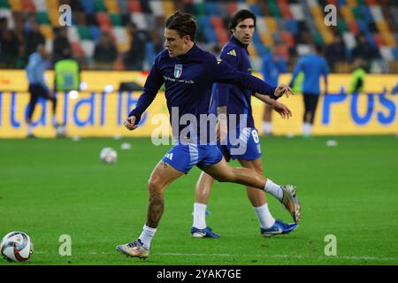 Udine, Italie. 14 octobre 2024. Se réchauffe avant le match de football de la ligue des Nations entre Italia et Israele au stade Bluenergy à Udine, dans le nord-est de l'Italie - lundi 14 octobre 2024 sport - football (photo par Andrea Bressanutti/Lapresse) crédit : LaPresse/Alamy Live News Banque D'Images