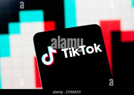 16 juillet 2024, Paraguay. Dans cette illustration photo, le logo TikTok est affiché sur l'écran d'un smartphone Banque D'Images