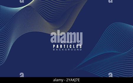 Abstrait Dot Flowing Line Waves Smooth Curves arrière-plan. Particle Geometric Technology Line Wave Halftone point fond site Web, en-tête, bannière Illustration de Vecteur