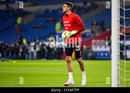 Cardiff, Royaume-Uni. 14 octobre 2024. Le gardien du pays de Galles Karl Darlow pendant l'échauffement. Pays de Galles contre Monténégro dans la Ligue des Nations de l'UEFA au stade de Cardiff le 14 octobre 2024. Crédit : Lewis Mitchell/Alamy Live News Banque D'Images