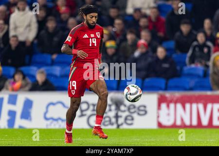 Cardiff, Royaume-Uni. 14 octobre 2024. Sorba Thomas du pays de Galles en action. Pays de Galles contre Monténégro dans la Ligue des Nations de l'UEFA au stade de Cardiff le 14 octobre 2024. Crédit : Lewis Mitchell/Alamy Live News Banque D'Images