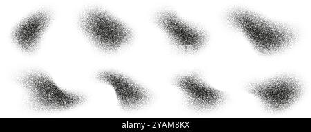 Formes de demi-teintes fluides, formes de crépi liquide abstraites, ombres noires à éclaboussures isolées sur blanc. Illustration de Vecteur