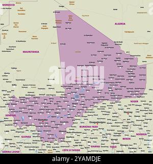 Carte politique simple du Mali Illustration de Vecteur