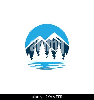 Image vectorielle de conception de logo de montagne et de lac. Mountain Lake logo nature paysage vecteur stock. Illustration de Vecteur