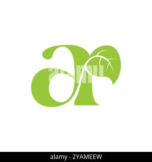 Lettre A avec logo feuille. Conception initiale du logo ECO. Symbole écologique, écologique et environnemental. Illustration vectorielle isolée illustration stock Illustration de Vecteur