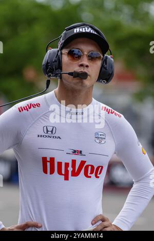 CHRISTIAN LUNGAARD (45), pilote de la série INDYCAR, originaire de Hedensted, au Danemark, se prépare à s'entraîner pour le Grand Prix Big machine Music City à Streets of NAS Banque D'Images