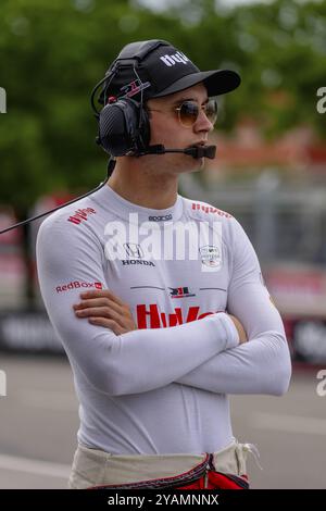 CHRISTIAN LUNGAARD (45), pilote de la série INDYCAR, originaire de Hedensted, au Danemark, se prépare à s'entraîner pour le Grand Prix Big machine Music City à Streets of NAS Banque D'Images