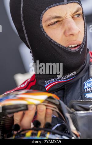 Le pilote INDYCAR, SANTINO FERRUCCI (14) de Woodbury, Connecticut, se prépare à s'entraîner pour le Grand Prix de Détroit de Chevrolet dans les rues du centre-ville D. Banque D'Images