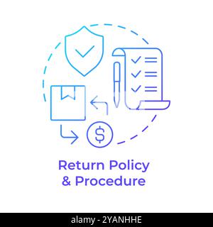 Icône de concept de dégradé bleu de politique et de procédure de retour Illustration de Vecteur