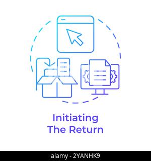 Lancement de l'icône de concept de dégradé bleu de retour Illustration de Vecteur