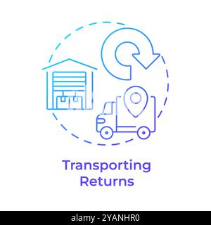 Icône de concept de dégradé bleu de transport des retours Illustration de Vecteur