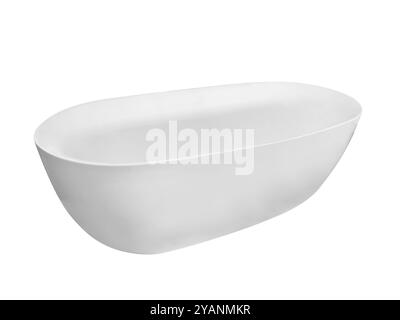 Baignoire isolée sur fond blanc. Baignoire vide en céramique isolée. Fond blanc de texture de baignoire sur blanc. Banque D'Images