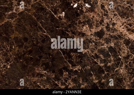 Texture en marbre brun foncé avec un délicat veinage beige, idéal pour les projets d'intérieur. Banque D'Images