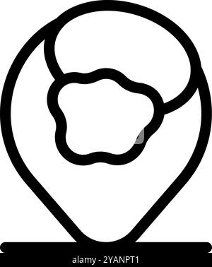 Broche de localisation pointant une icône de bactérie virale, montrant l'emplacement de covid 19 Illustration de Vecteur