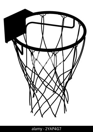 Panier de basket-ball et silhouette de vecteur net isolé sur fond blanc. EQUIPEMENT pour terrain de basket-ball. Jouez au sport. Illustration de Vecteur