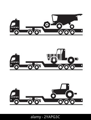Camion transportant des machines agricoles lourdes – illustration vectorielle Illustration de Vecteur
