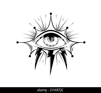 Illustration isolée en noir et blanc d'un œil visible avec netteté Illustration de Vecteur