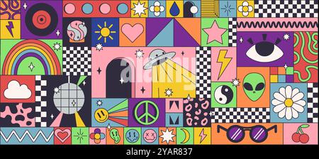 Arrière-plan rétro minimal, graphique vectoriel de collage Illustration de Vecteur