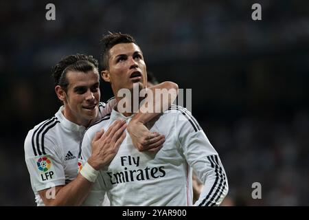 Madrid,Espagne - 23 09 2014-football- 'Ligue espagnole'- match Real Madrid vs Elche- saison 2014-15 - Santiago Bernabeu Stadium - Cristiano Ronaldo and Banque D'Images