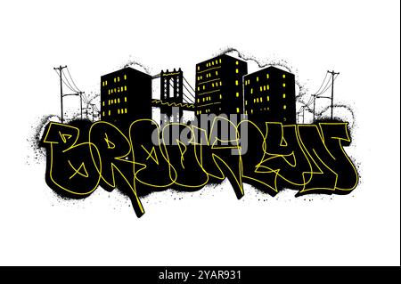 Art graffiti urbain - Brooklyn NYC, art de la culture urbaine Illustration de Vecteur
