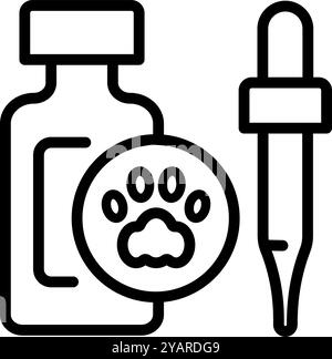 Icône gouttes pour les yeux et les oreilles d'animal familier. Vecteur Outline signe simple de médicament pipette vétérinaire essentiel pour la santé et le bien-être des animaux de compagnie. L'icône de toilettage est Illustration de Vecteur