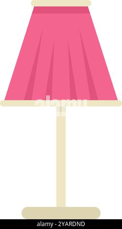 Lampe rose avec abat-jour plissé debout sur une jambe icône plat isolé Illustration de Vecteur