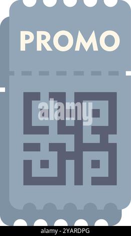Le billet promo bleu affiche un code qr pour une réduction ou une offre spéciale Illustration de Vecteur