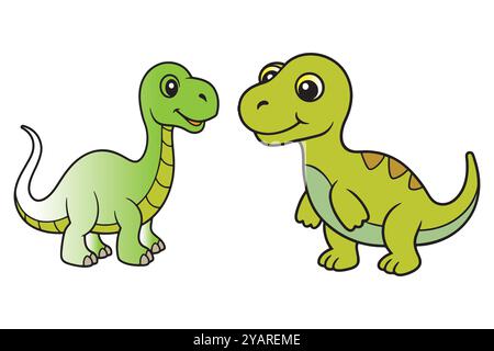 Illustration vectorielle de jeu de dinosaures mignon Illustration de Vecteur
