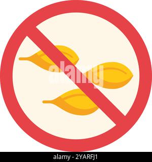 Icône de concept d'intolérance au gluten avec un symbole rouge interdit niant les céréales Illustration de Vecteur
