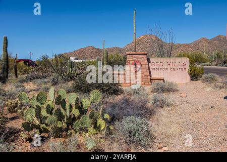 Signez au Red Hills Visitor Center du monument national Organ Pipe Cactus dans le sud de l'Arizona, aux États-Unis Banque D'Images