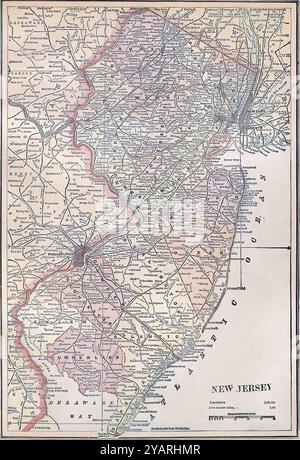 SEATTLE -SEP 11, 2022 - il s'agit d'une carte antique de nouveau maillot montrant les comtés, les villes, les rivières et les chemins de fer tels qu'ils étaient en 1891 Banque D'Images