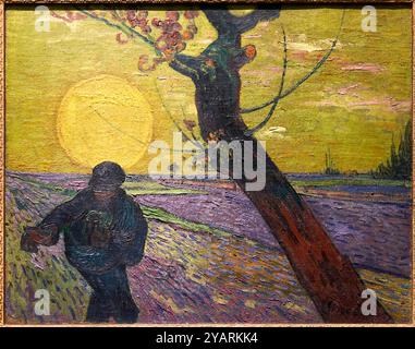 The Sower, 1888, Vincent Van Gogh (1853-1890), Poets & Lovers Exhibition, National Gallery, Londres, Royaume-Uni Banque D'Images