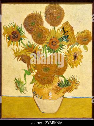 Tournesols, 1888, Vincent Van Gogh (1853-1890), Poets & Lovers Exhibition, National Gallery, Londres, Royaume-Uni Banque D'Images