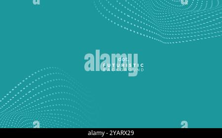 Fond abstrait de particules d'ondes circulantes de point numérique. Futuristic Geometric Technology Line Wave fond en demi-teinte pointillé Illustration de Vecteur