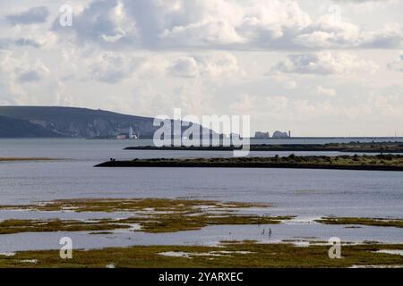 Île de Wight et les aiguilles de la rivière Lymington Banque D'Images