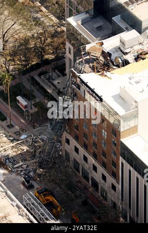 Petersburg, FL, États-Unis. 15 octobre 2024. Vue aérienne des séquelles à Petersburg, Floride après l'ouragan Milton le 15 octobre 2024. Crédit : Mpi34/Media Punch/Alamy Live News Banque D'Images