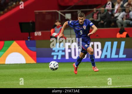Varsovie, Pologne. 15 octobre 2024. Football 2024 2025 UEFA Nations League Pologne vs Croatie op : ANDREJ KRAMARIC crédit : Konrad Swierad/Alamy Live News Banque D'Images