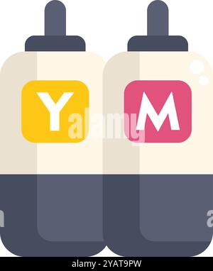 Deux cartouches d'encre pour l'impression couleur debout l'une à côté de l'autre Illustration de Vecteur