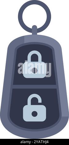 Le porte-clés de voiture montre ses boutons de verrouillage et de déverrouillage, représentant des concepts tels que l'accès à la voiture, la sécurité et la technologie Illustration de Vecteur