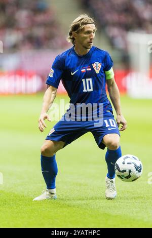Stadion Narodowy, Varsovie, Pologne. 15 octobre 2024. Football international UEFA Nations LeagueA, Groupe 1, Pologne contre Croatie ; Luka Modric (CRO) crédit : action plus Sports/Alamy Live News Banque D'Images