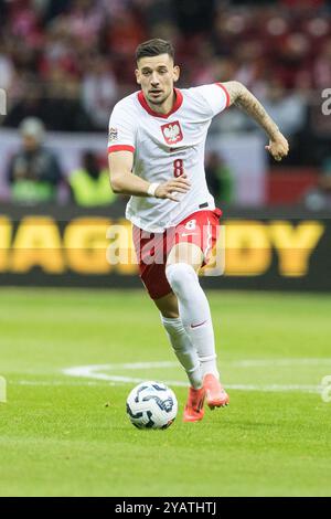 Stadion Narodowy, Varsovie, Pologne. 15 octobre 2024. Football international UEFA Nations LeagueA, Groupe 1, Pologne contre Croatie ; Jakub Moder (POL) crédit : action plus Sports/Alamy Live News Banque D'Images