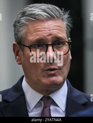 Londres, Royaume-Uni. 15 octobre 2024. Sir Keir Starmer, premier ministre du Royaume-Uni et chef du Parti travailliste, donne une interview à la BBC ce matin devant le 10 Downing Street à Westminster, devant un cabinet politique plus tard ce matin. Crédit : Imageplotter/Alamy Live News Banque D'Images