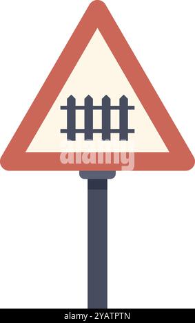 Panneau d'avertissement rouge triangulaire indiquant un passage à niveau non surveillé devant vous Illustration de Vecteur