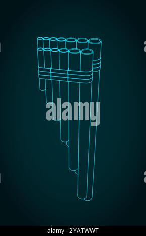 Illustration vectorielle stylisée de l'instrument de tuyaux de pan de zampona Illustration de Vecteur