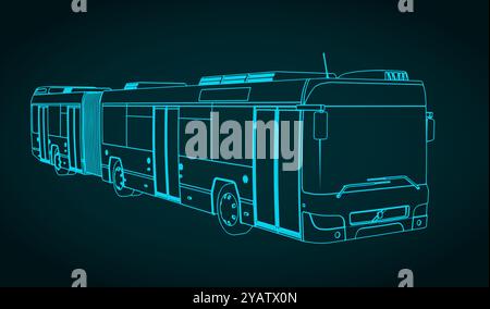 Illustration vectorielle stylisée de la ville articulée ​​bus Illustration de Vecteur